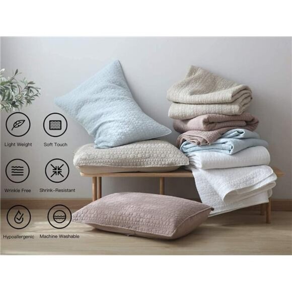 HOME Quilt Set King Size Beige, Classic Geometric Spots Stitched Pattern - Picture 3 of 7